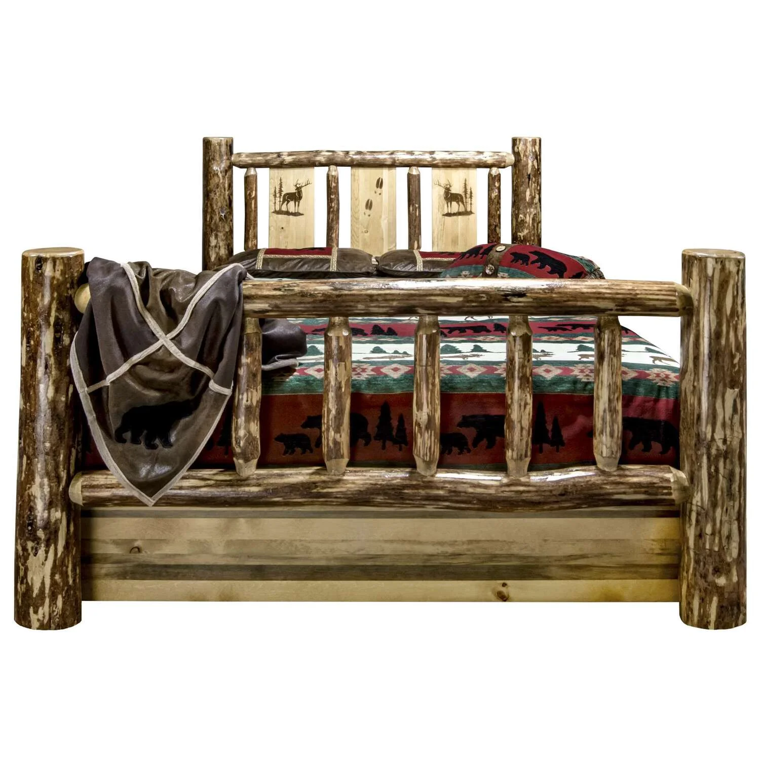 Montana Woodworks Glacier Country Pine Wood Twin Storage Bed in Brown Lacquered