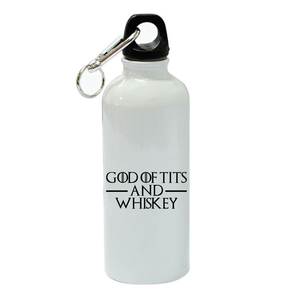 Gods Of Tits And Whiskey White Aluminum Sports 20 oz Water Bottle