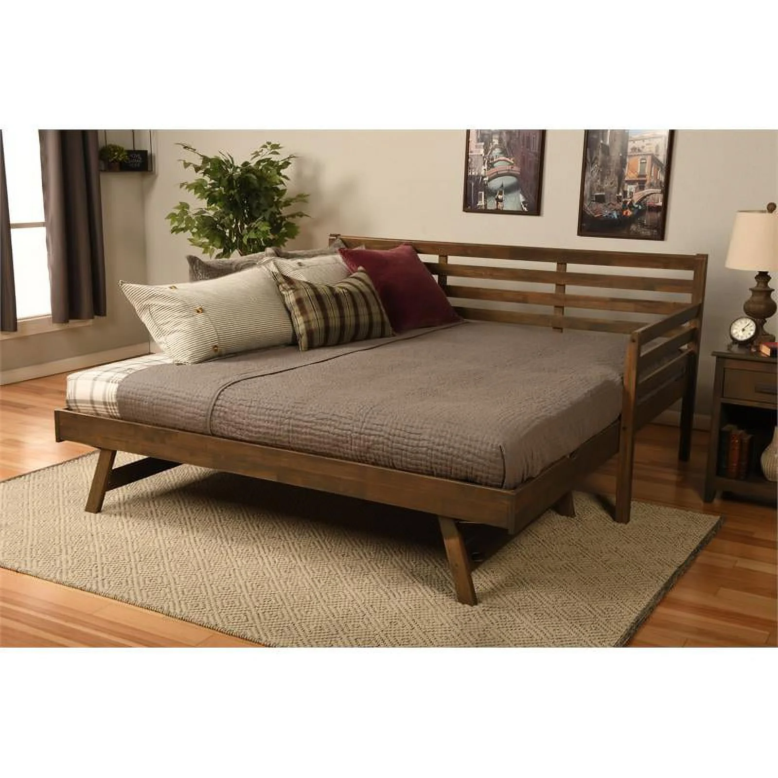 Home Square 3-Piece Set with 2 Fabric Daybed Mattresses and Daybed
