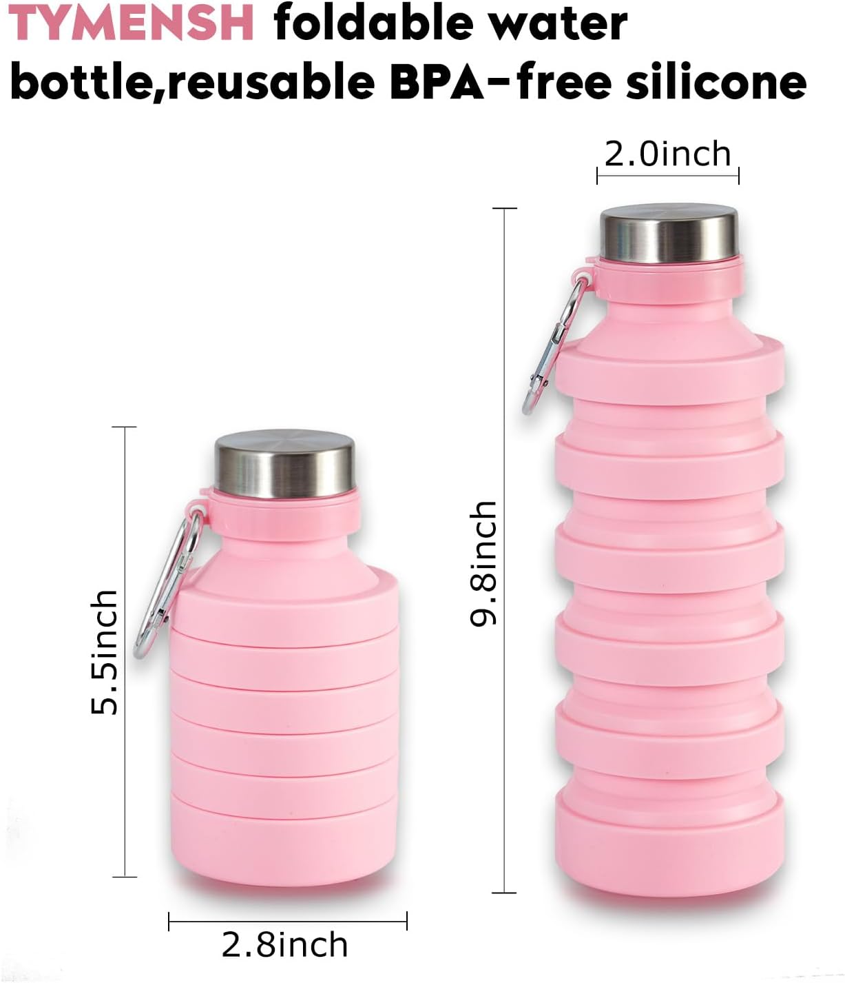 Collapsible Water Bottle (Pink)