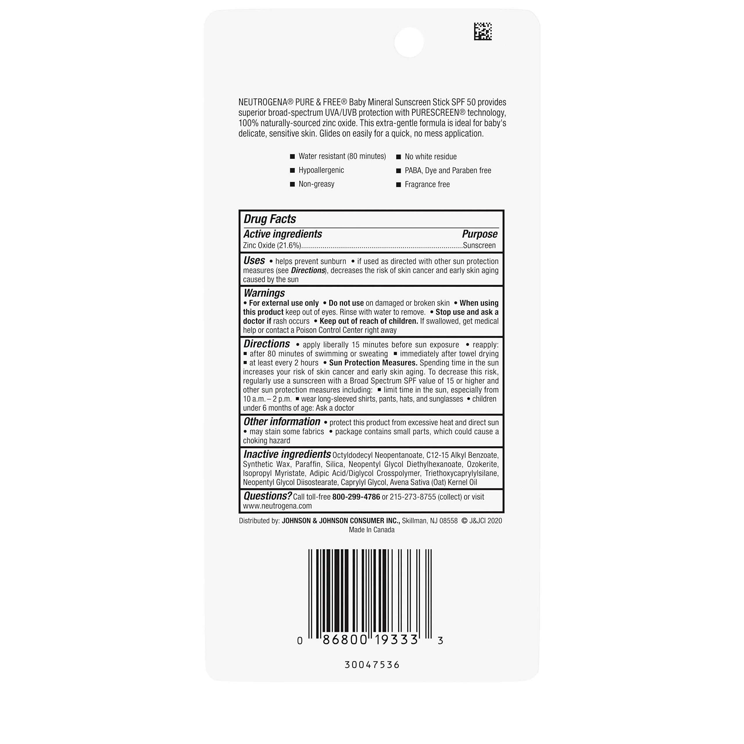 Neutrogena Pure & Free Baby Mineral Sunscreen Stick With Broad Spectrum Spf 50, Baby Face & Body Sunscreen, 0.47 Oz 1 Ea (Pack Of 3)