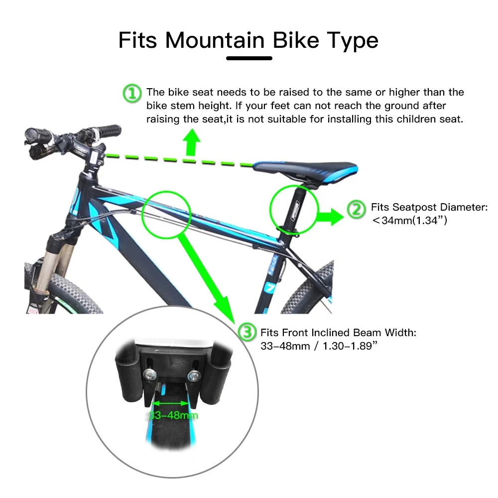 Lixada Front Mounted Child Seat Adjustable Pedals, Foldable Design, Safety Belt Included