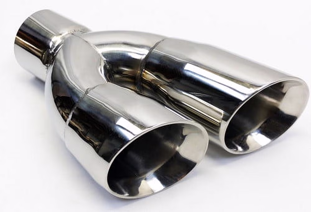Exhaust Tip 2.50" Inlet 3.00" Outlet 9.50" long Dual Double Wall Slant Polished 304 Stainless WDWDS30095-250-SS Wesdon Exhaust Tip