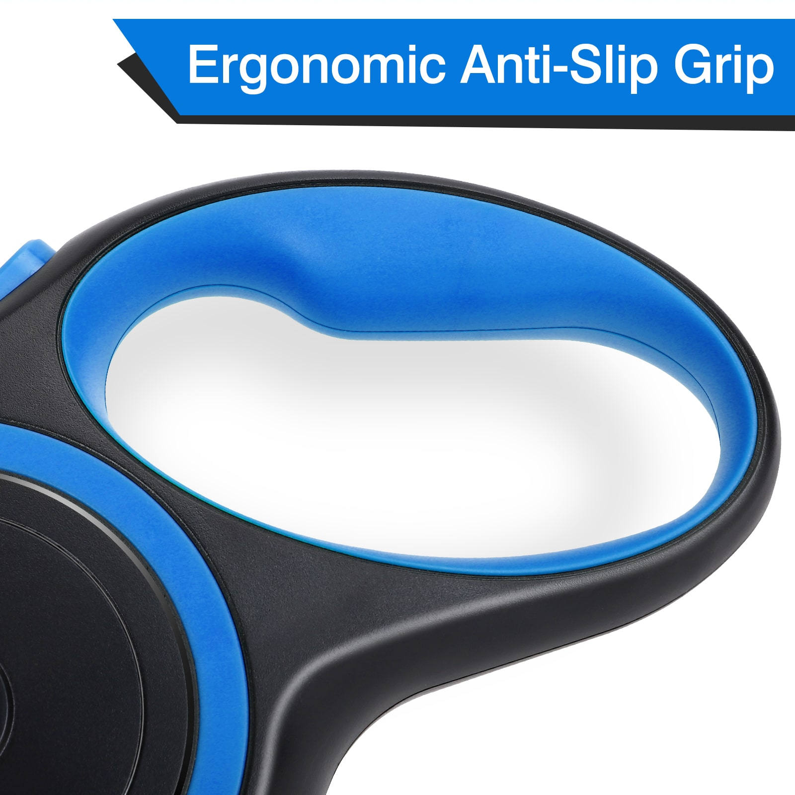 UrbanX Retractable Dog Leash for Golden Retriever Corgi and other Large Mixed Breed Dogs with Anti-Slip Handle. 24ft Strong Nylon Tape; One-Handed Brake, Pause, Lock - Blue