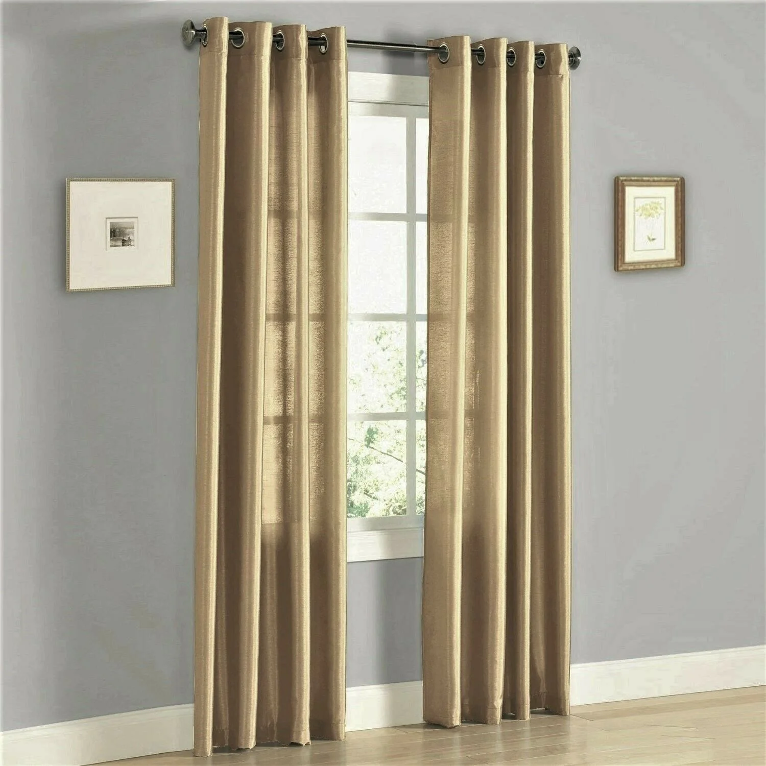 2 panel faux silk solid curtain drapes with grommet 108