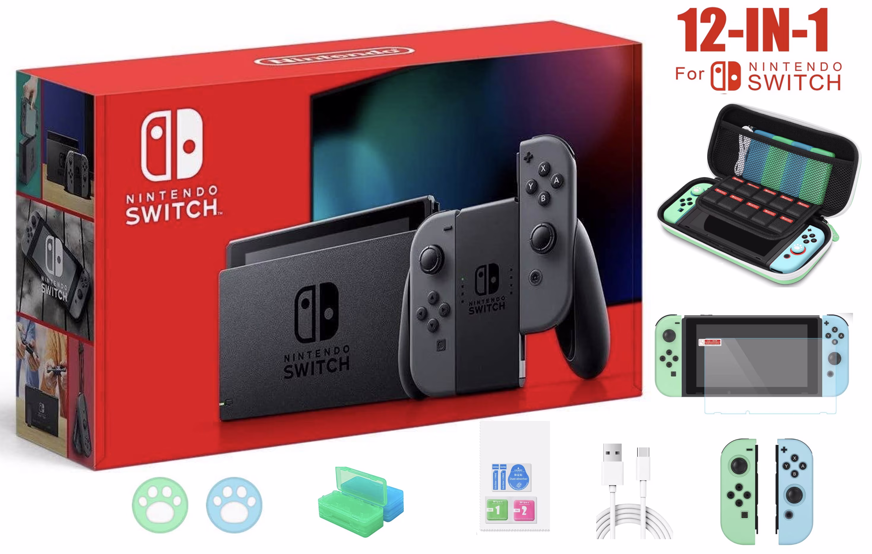Newest Nintendo Switch 32GB Console with Gray Joy-Con, 6.2