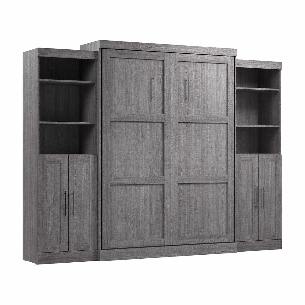 Bestar Pur Queen Murphy Bed with Closet Storage Organizers (115W) in Bark Gray