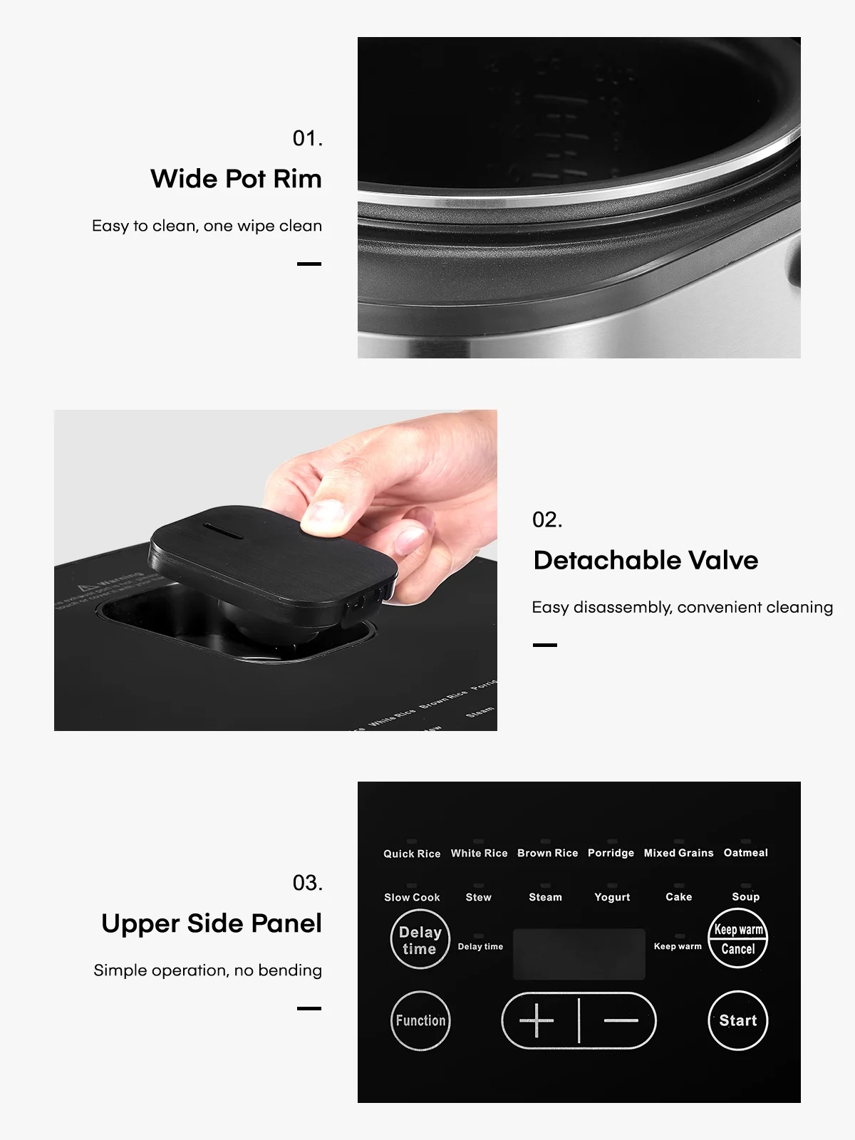 Rice Cooker with 10 Preset Programs, Auto Warmer and 24 Hours Delay, AICOOK