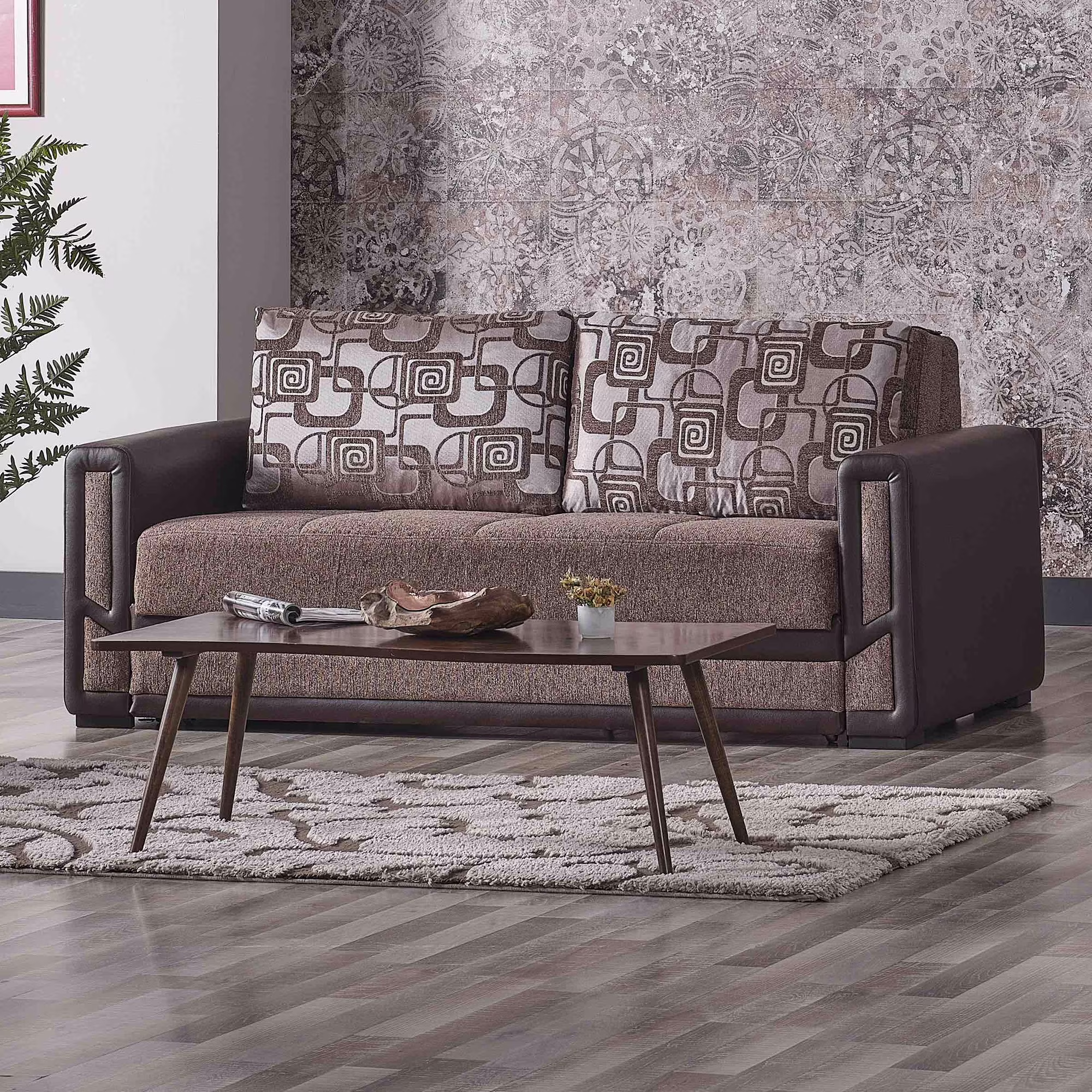 Ottomanson Superior Sleeper Loveseat, Brown Chenille