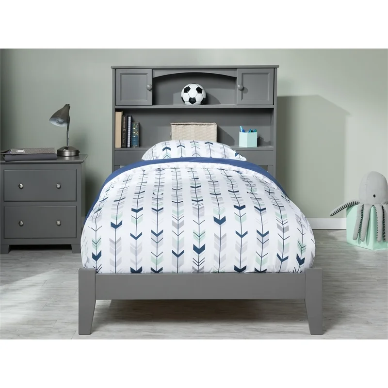 Leo & Lacey 2-Shelf Traditional Wood Twin Traditional Bed in Gray