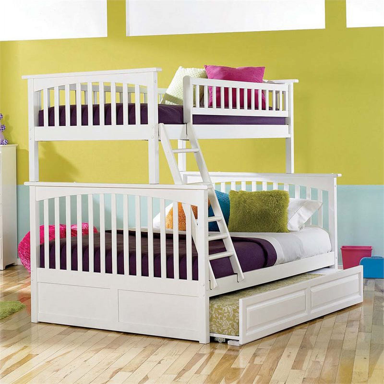 Leo & Lacey Twin Over Full Trundle Bunk Bed in White