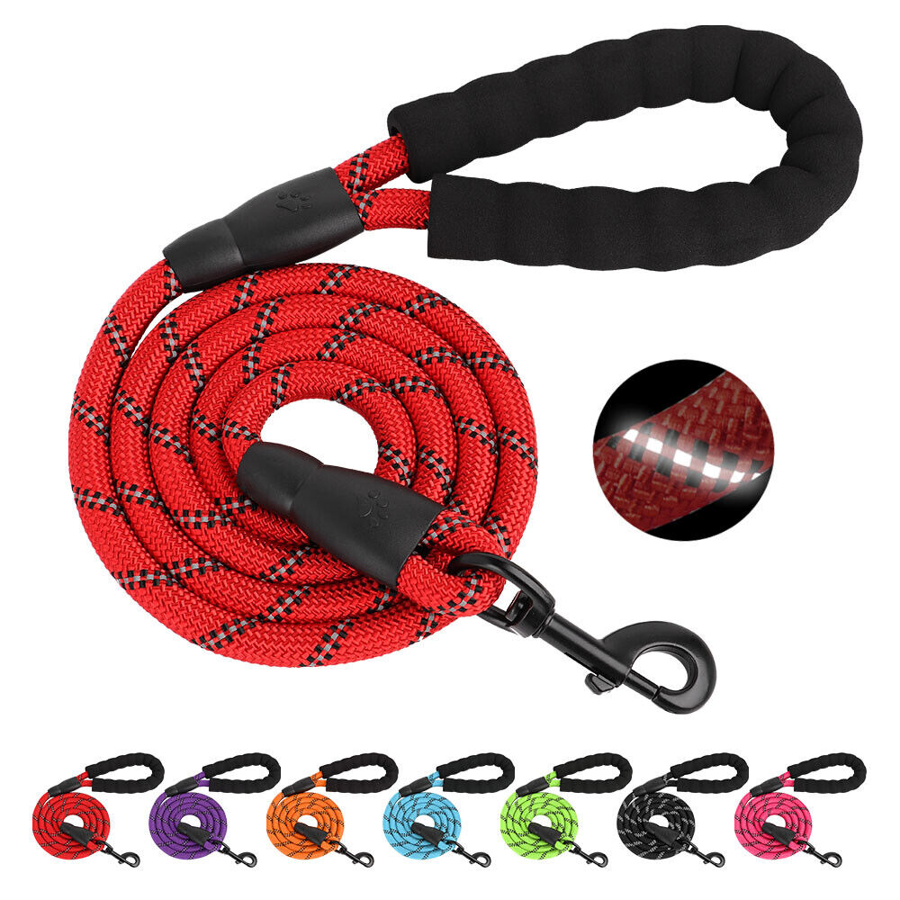 4.9ft Dog Walking Training Leash Reflective Nylon Lead Rope Soft Padded Handle