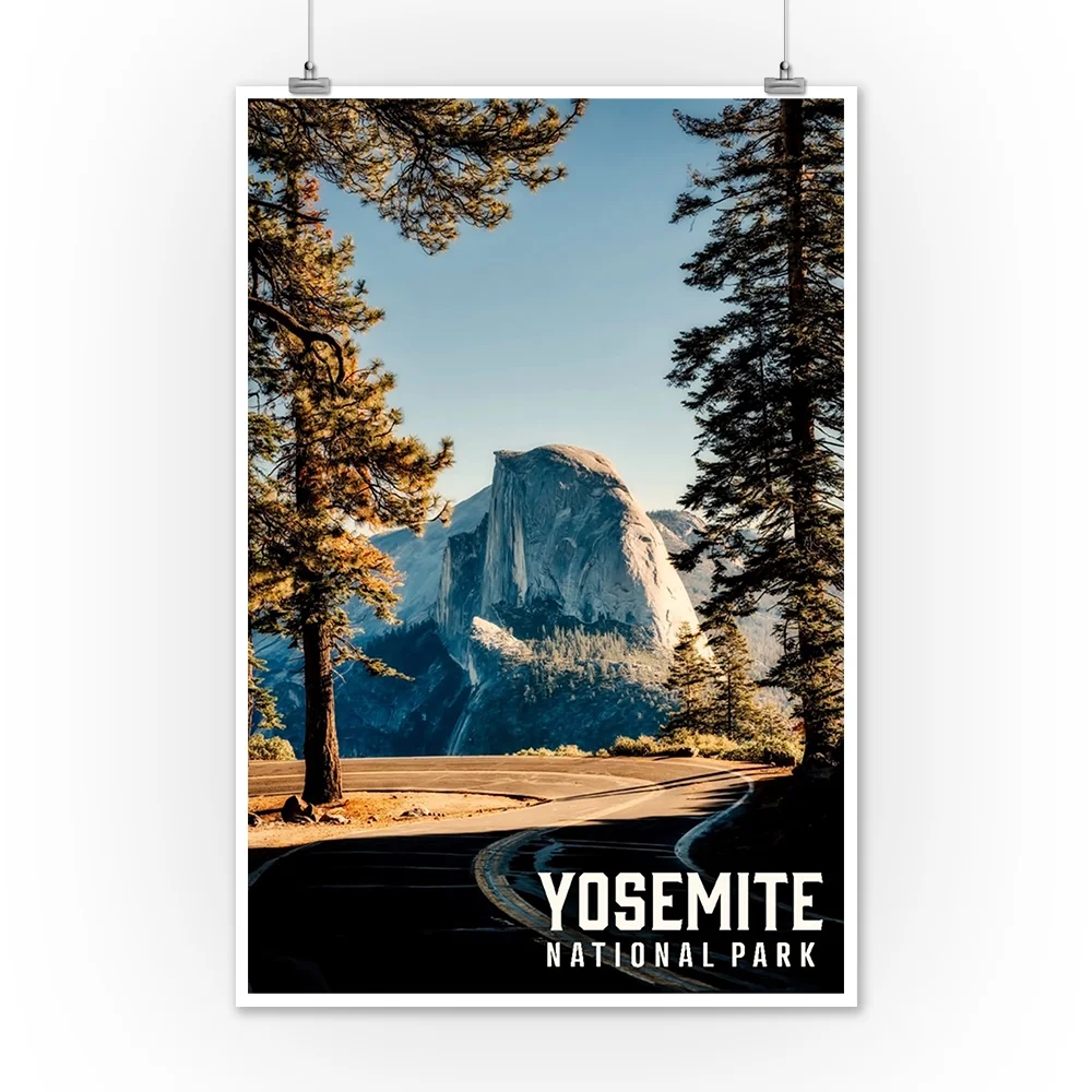 Yosemite National Park, California, Half Dome View from Road (12x18 Wall Art Poster, Room Decor)