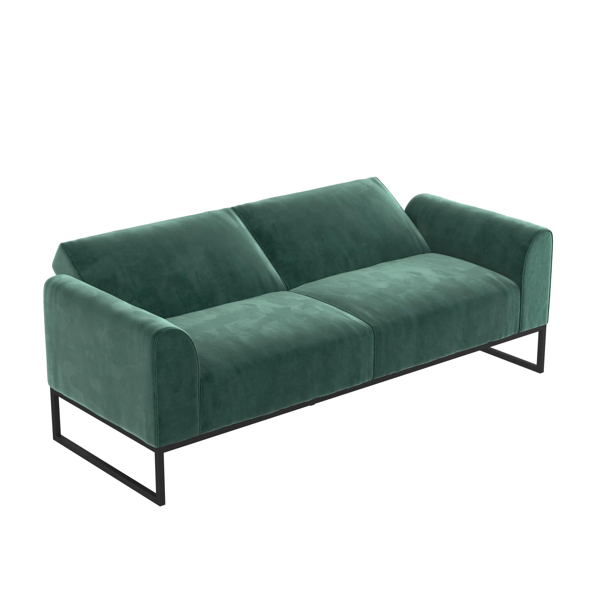 CosmoLiving Adley Coil Futon, Medium Teal Velvet with Black Metal Base