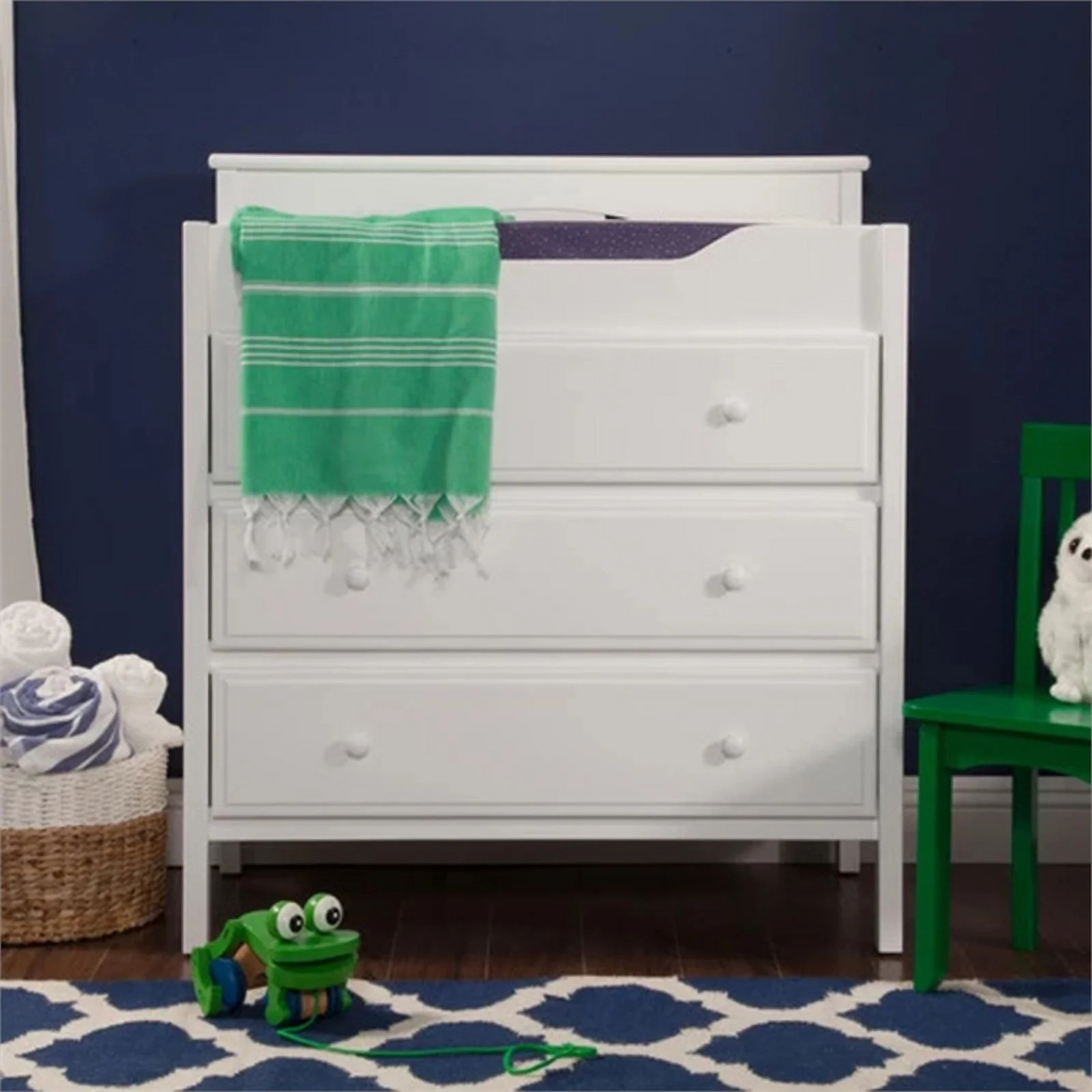 3 in 1 Convertible Crib Set with Matching Changing Table Dresser in White