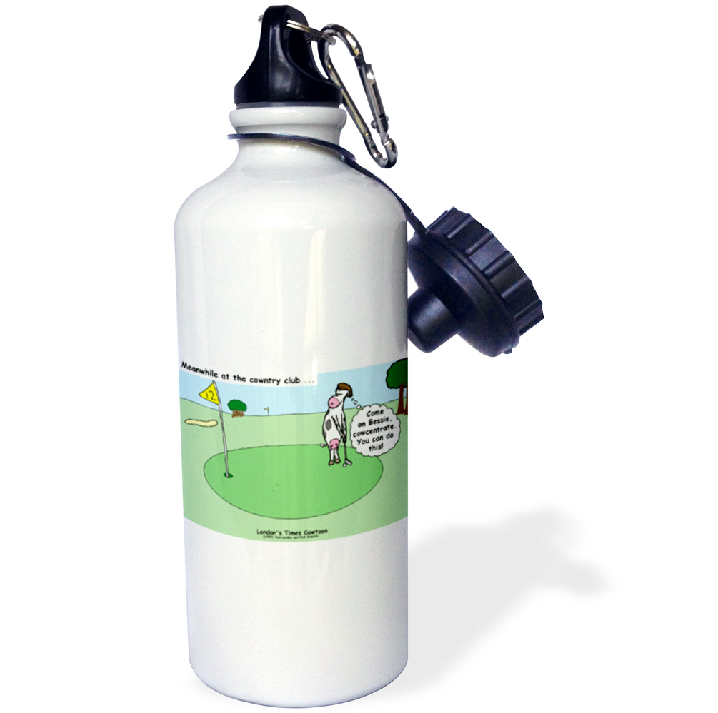 3dRose Cow Country Club - Golf, Sports Water Bottle, 21oz