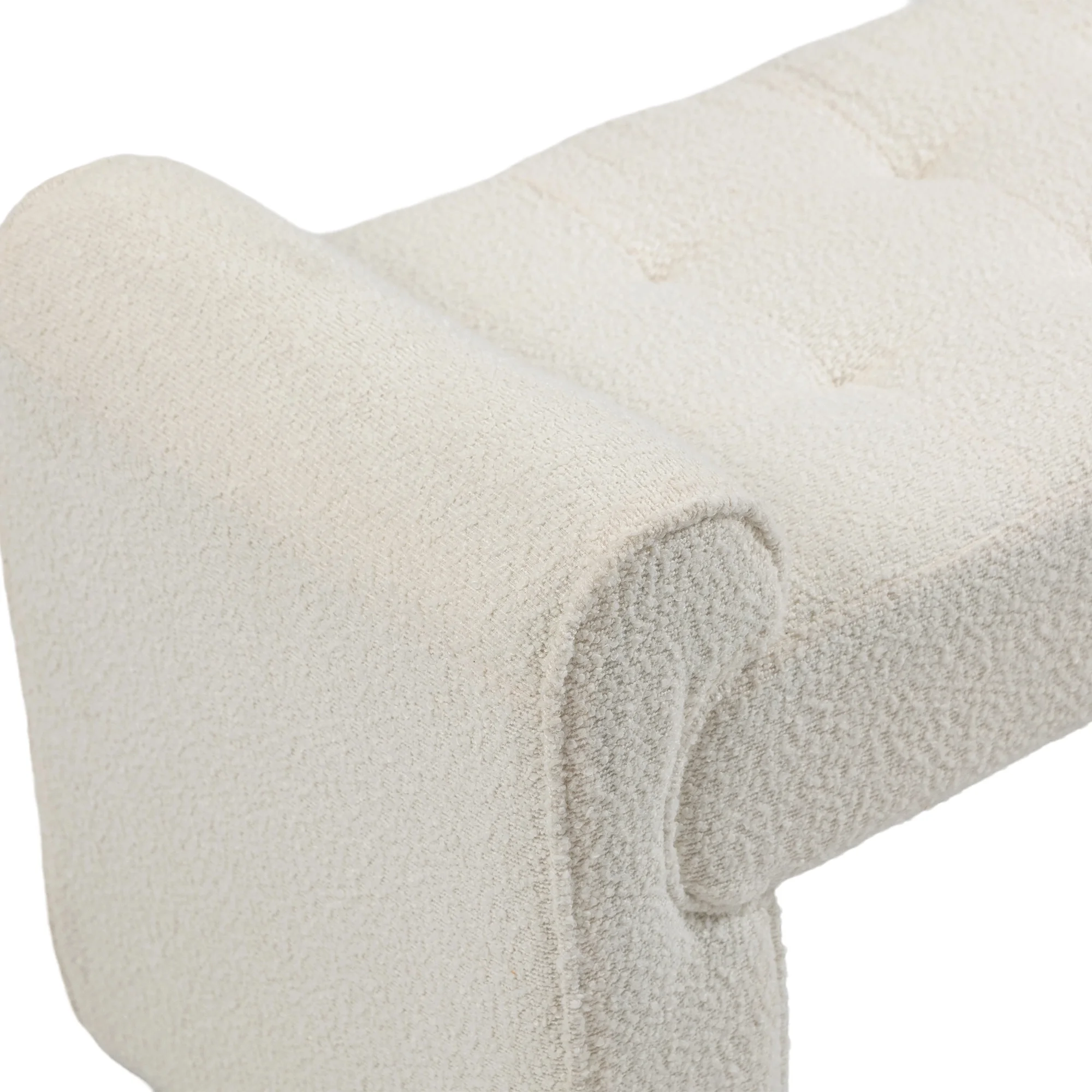 Modern Boucle Upholstered Ottoman Bench, Mid Century Bed Stool, End of Bed, Living Room, Hallway - 1 Pack