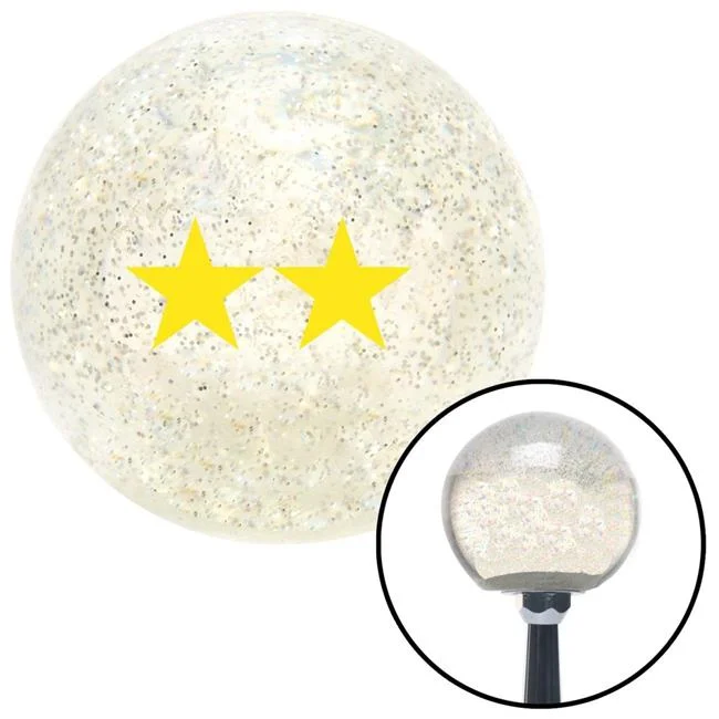 American Shifter  Yellow Officer 08 - Major General Clear Metal Flake Shift Knob with M16 x 1.5 Insert Brody
