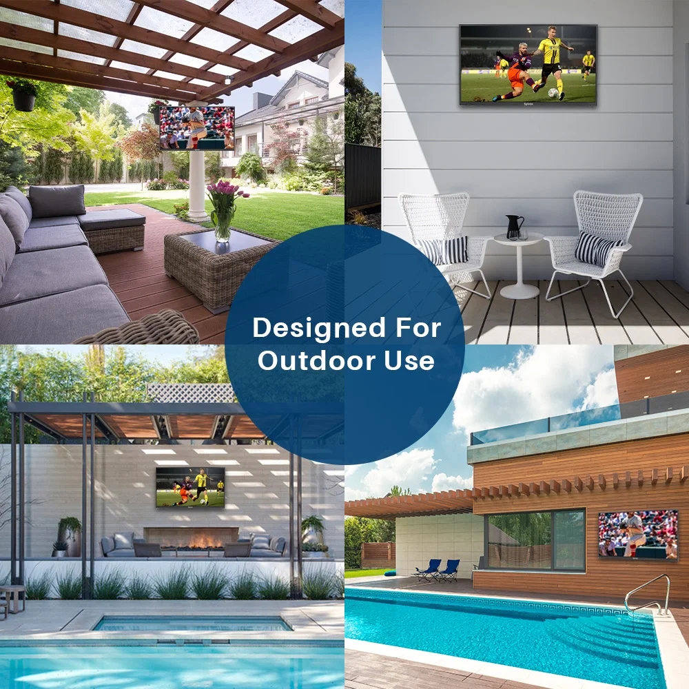 SYLVOX 43inch Outdoor TV, IP55 Waterproof Smart TV Support Bluetooth & 2.4G WiFi, 1000nit 4K HDR For Partial Sun Area