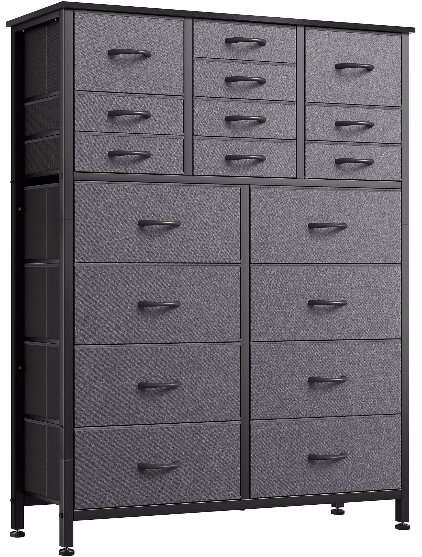 GIKPAL Dressers for Bedroom, Chest of Drawers Dresser with 18 Drawers Fabric Tall Dresser, Steel Frame Wooden Top, Gray