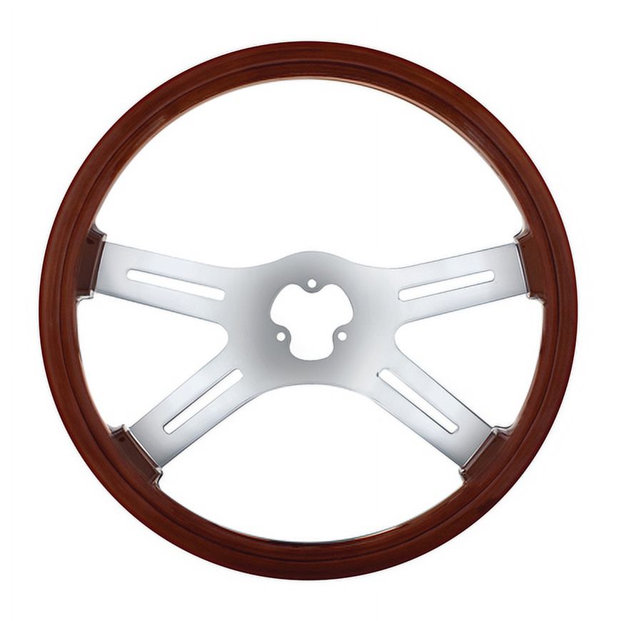 United Pacific 88217 Steering Wheel   Wood Rim, With Chrome Spokes