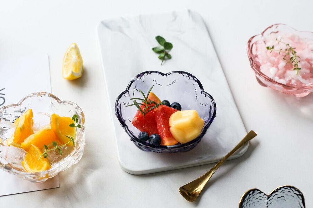 Unique Heart Design Dessert Dish (Set of 4) - Purple