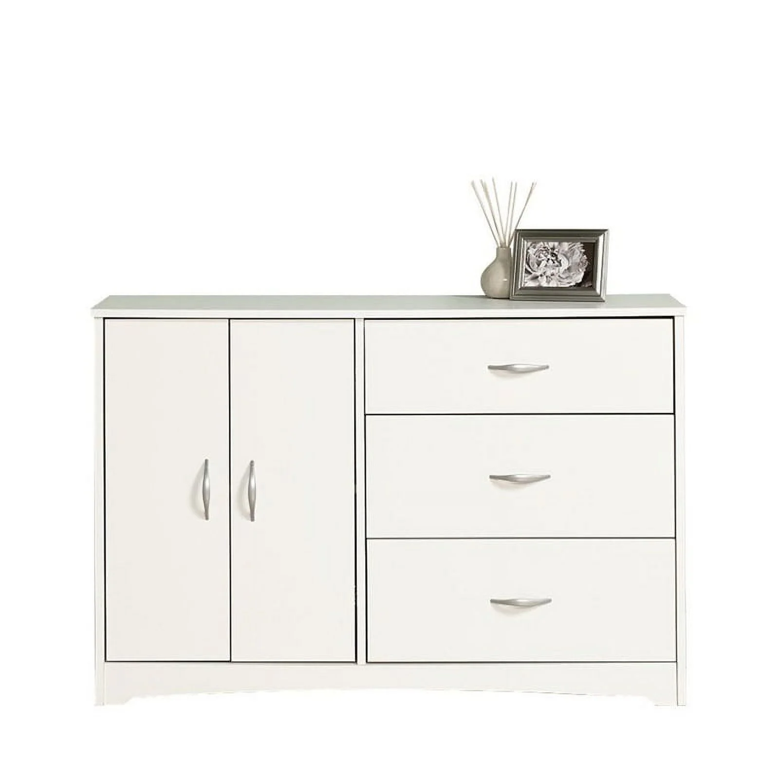 Pemberly Row Engineered Wood 3-Drawer Bedroom Dresser in Soft White