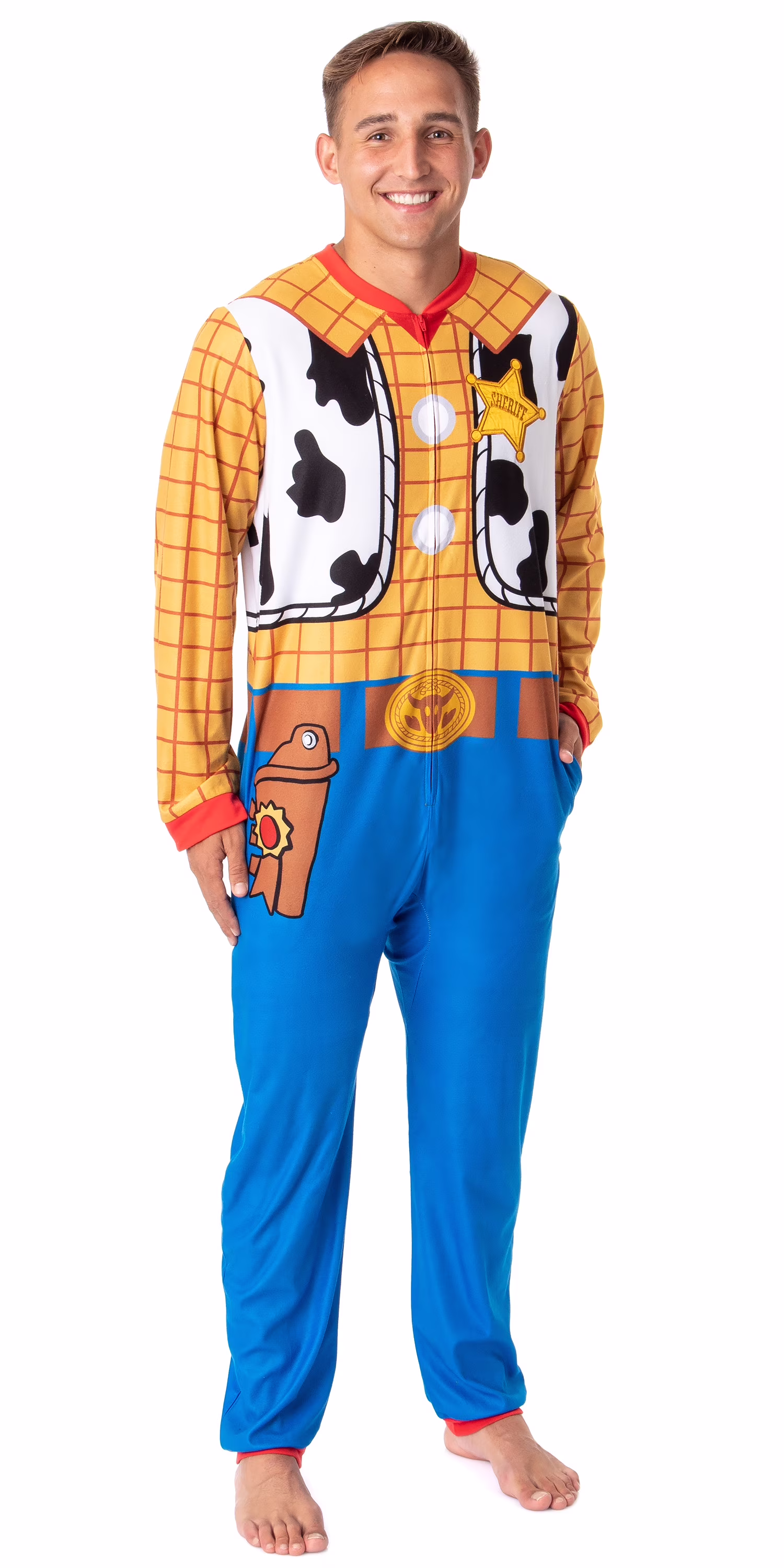Disney Mens' Toy Story Movie Sheriff Woody Character Costume Footless Sleep Union Suit