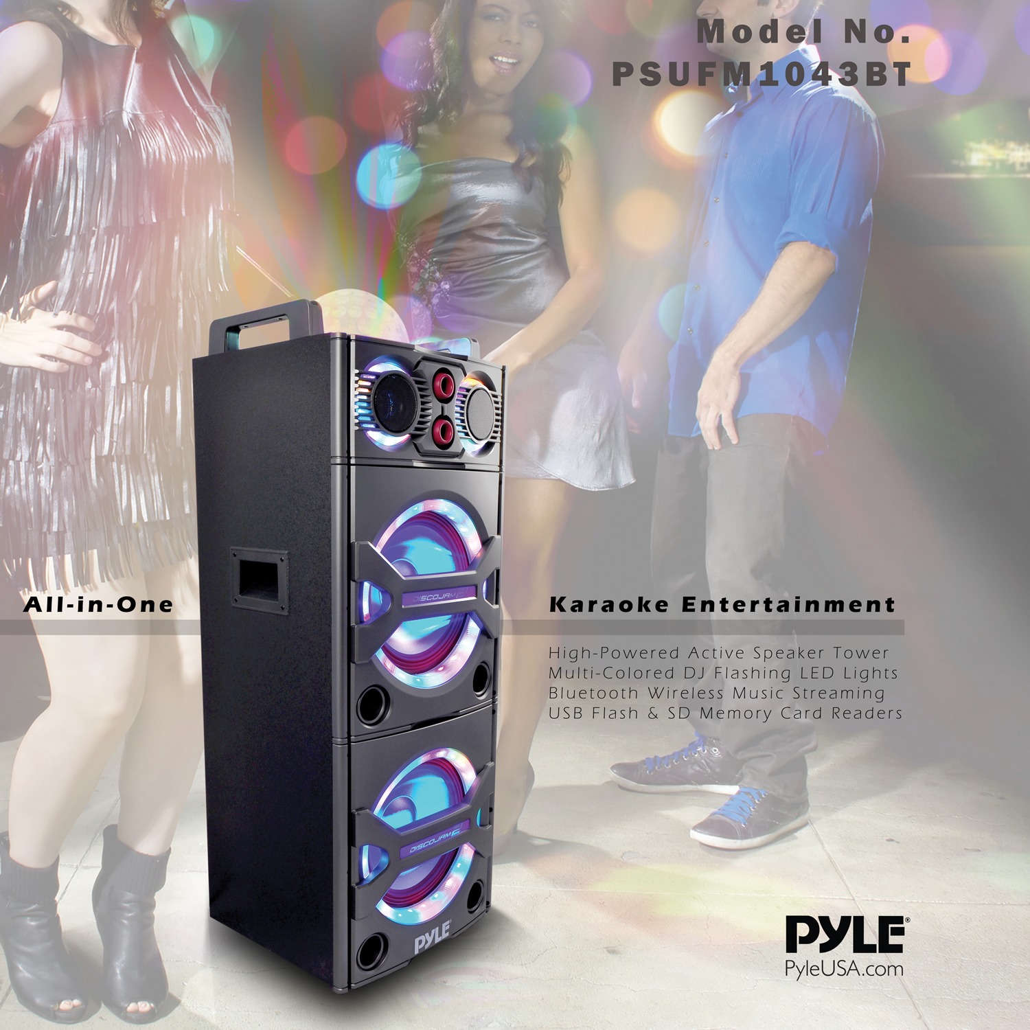 Pyle - Pro Sound PSUFM1043BT Wireless Bluetooth PA Loudspeaker Karaoke Entertainment System