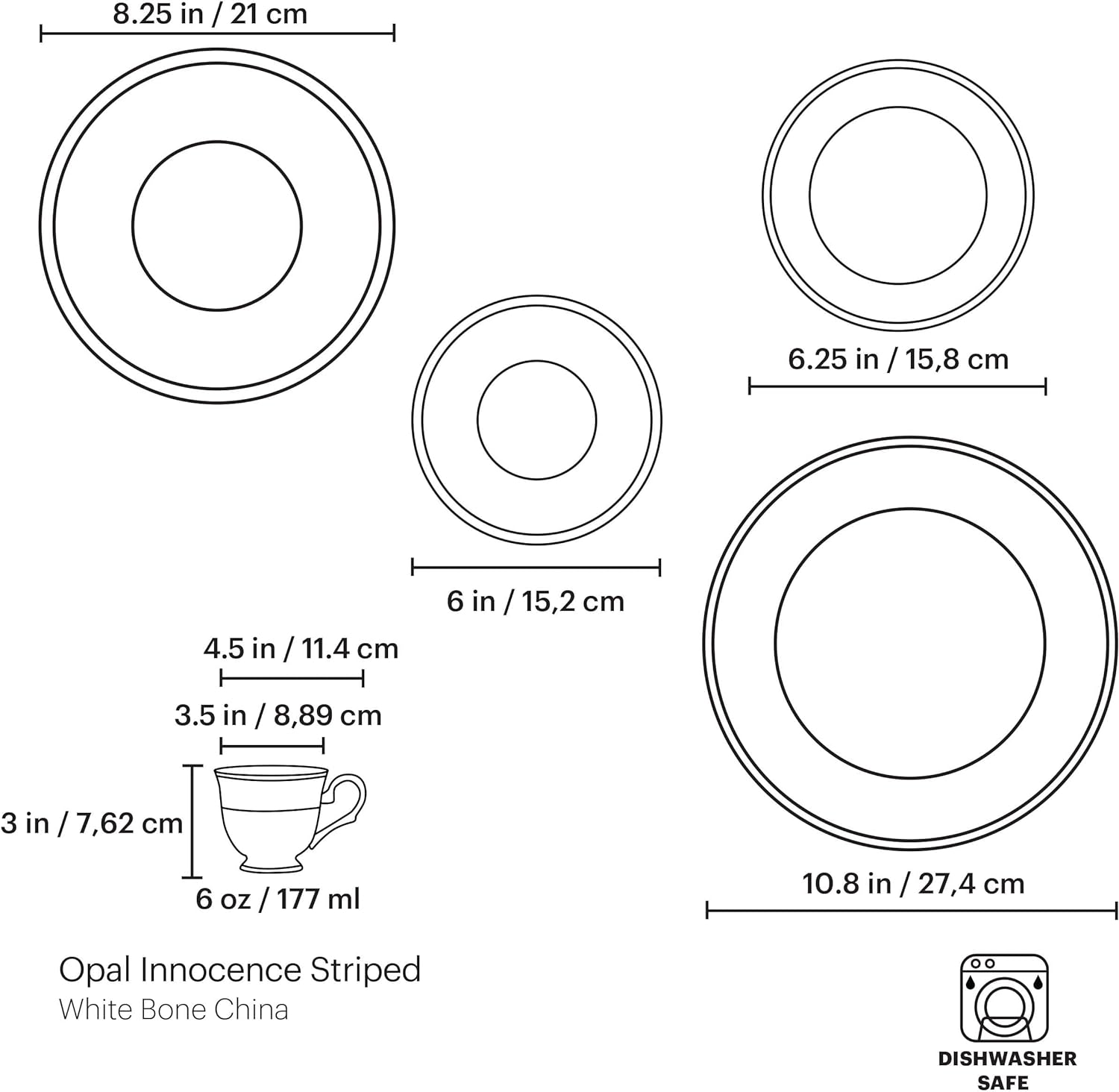 Opal Innocence Stripe 5-Piece Place Setting, 4.40 LB, White