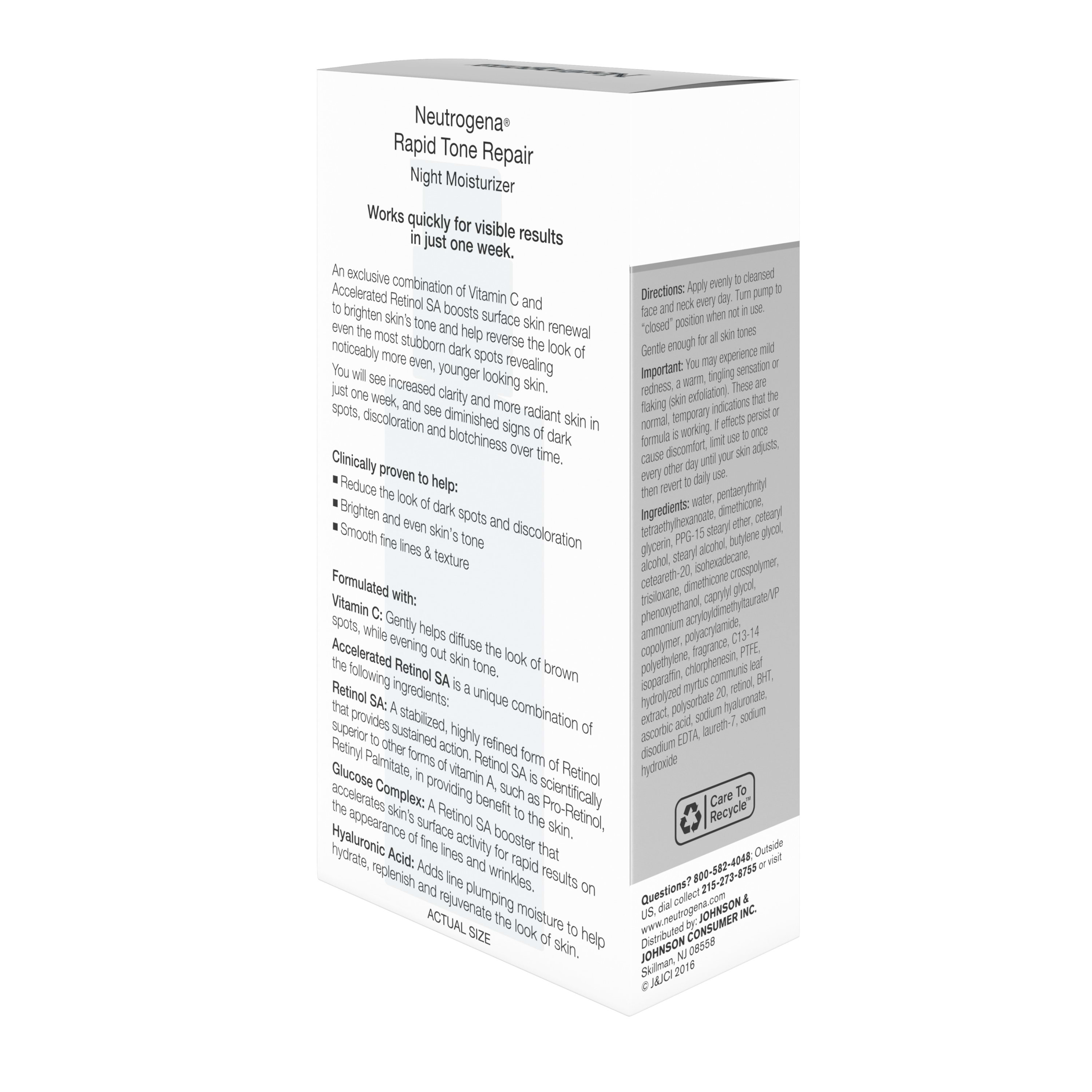 Neutrogena Rapid Tone Night Cream, Retinol, Hyaluronic Acid, 1 fl. oz