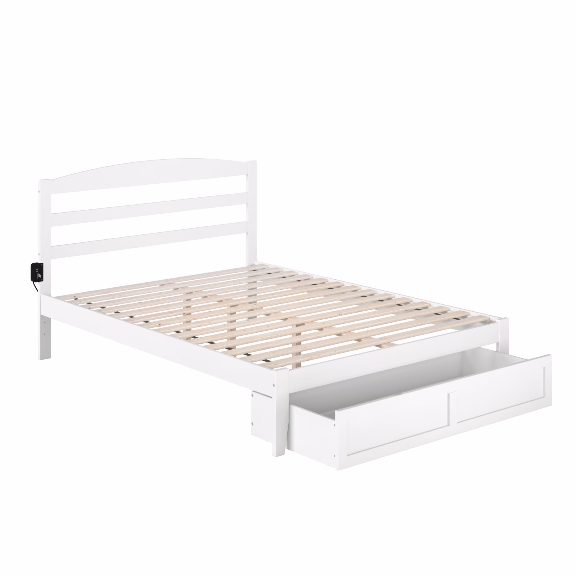 AFI Warren Solid Wood Traditional Queen Bed w/ Drawer in White
