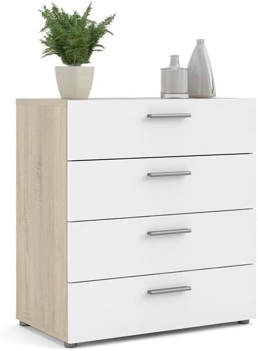 Modern 4 Drawer Chest/Bedroom Dresser In Oak Structure White High Gloss