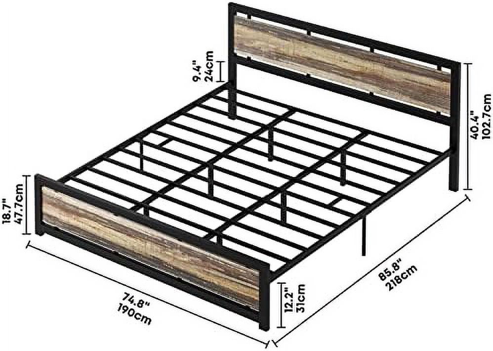 KHBIULIFE Industrial Full Bed Frame with Headboard and Footboard  Strong 4 U-Shaped Support Frames & 2 Independent Support Rods & 9 Support Legs  Noise-Free  No Box Spring Needed