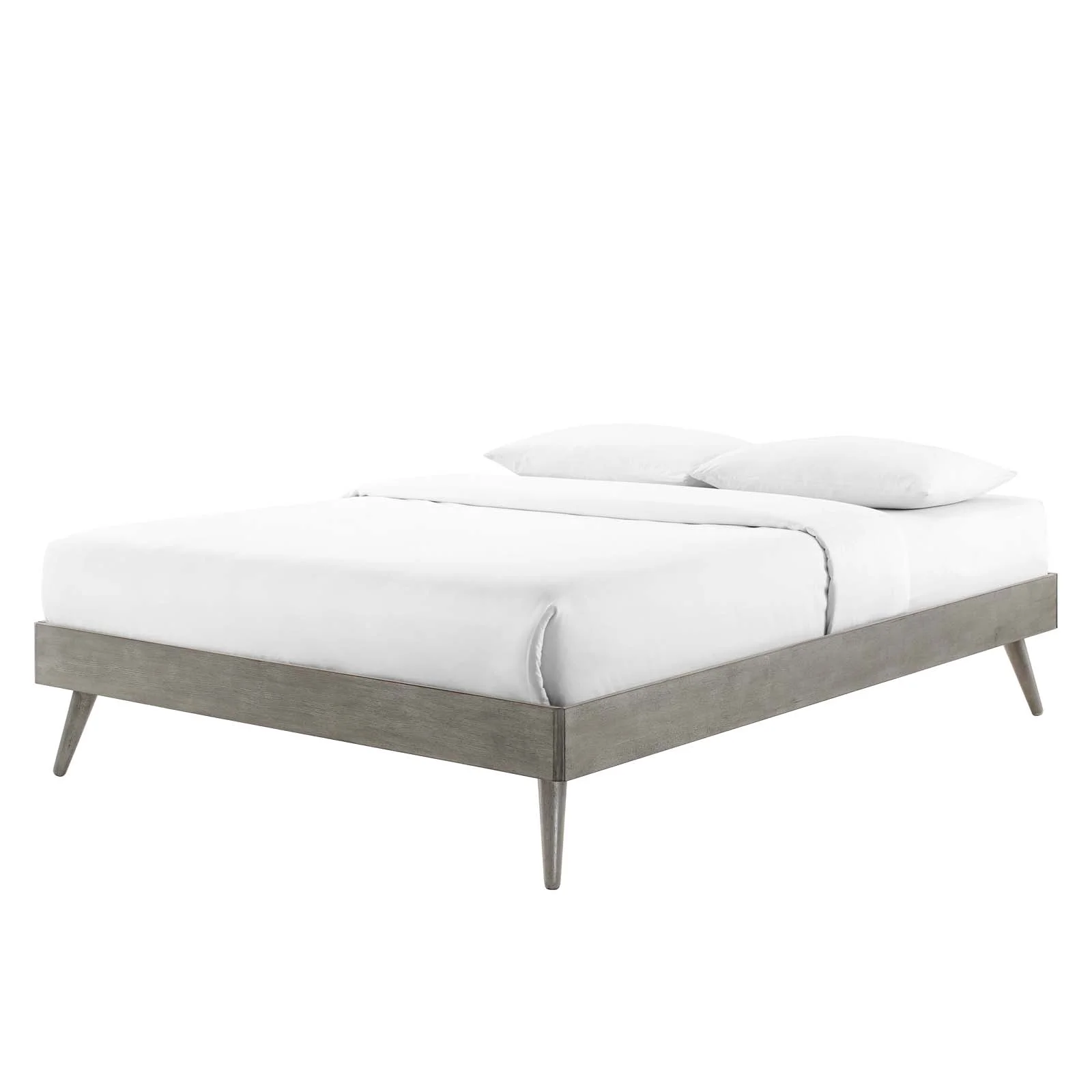 Platform Bed Frame, Twin Size, Wood, Grey Gray, Modern Contemporary Urban Design, Bedroom Master Guest Suite