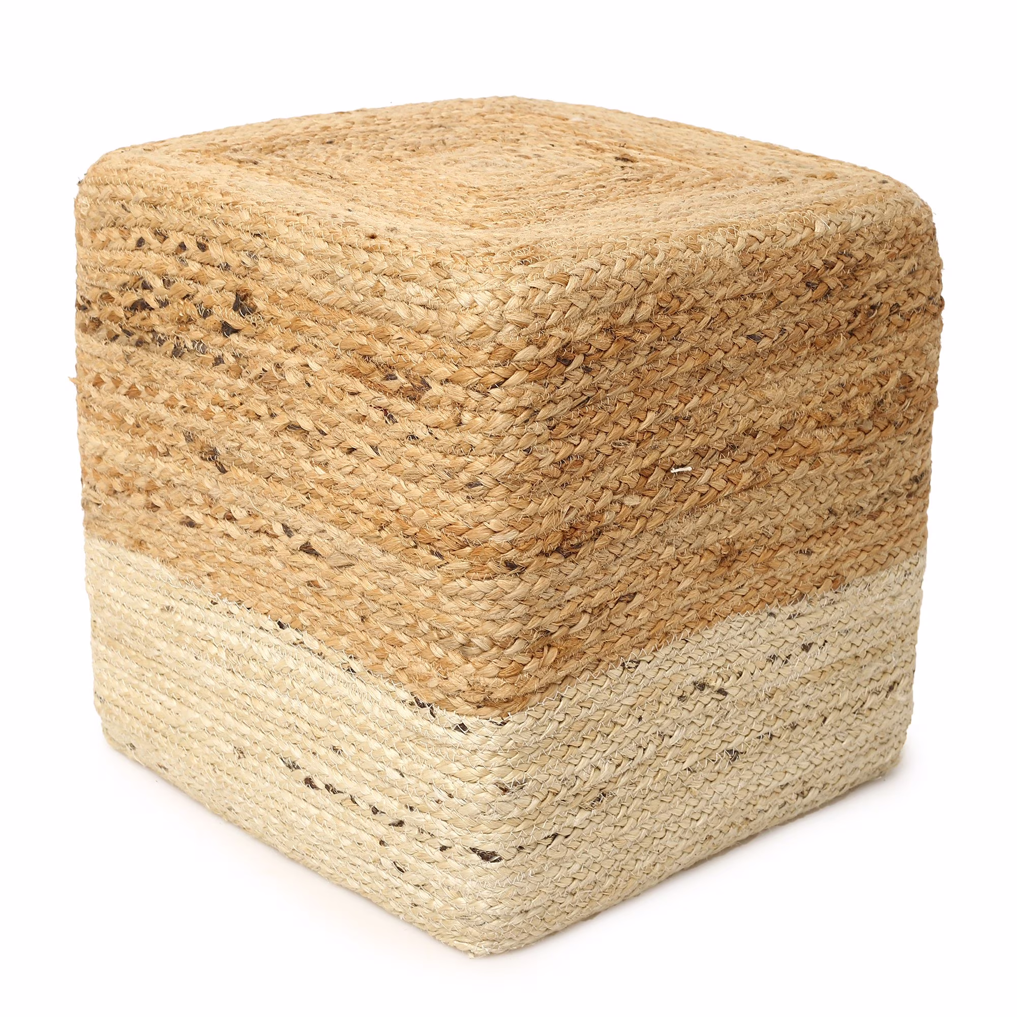 REDEARTH Cube Pouf Ottoman - Braided Pouffe Accent Sitting Square Footrest for Living Room, Bedroom, Nursery, kidsroom, Patio, Gym; 100% Jute (14.5