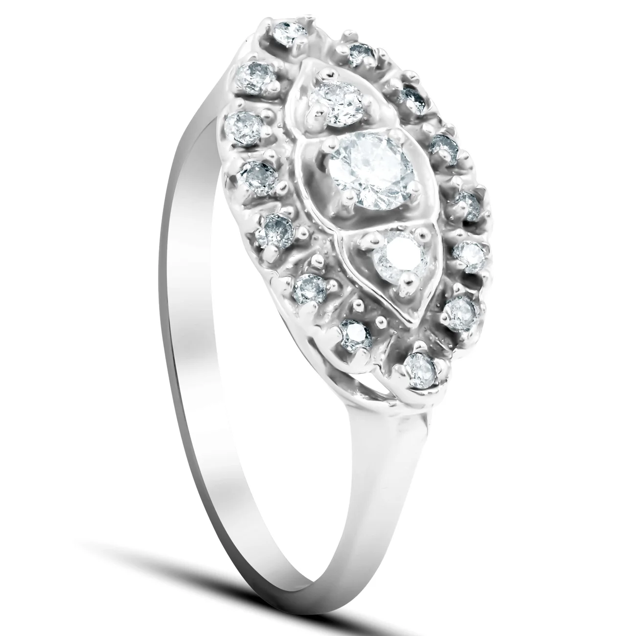 Pompeii3 1/2ct Diamond 14K White Gold Antique Anniversary Right Hand Fashion Ring