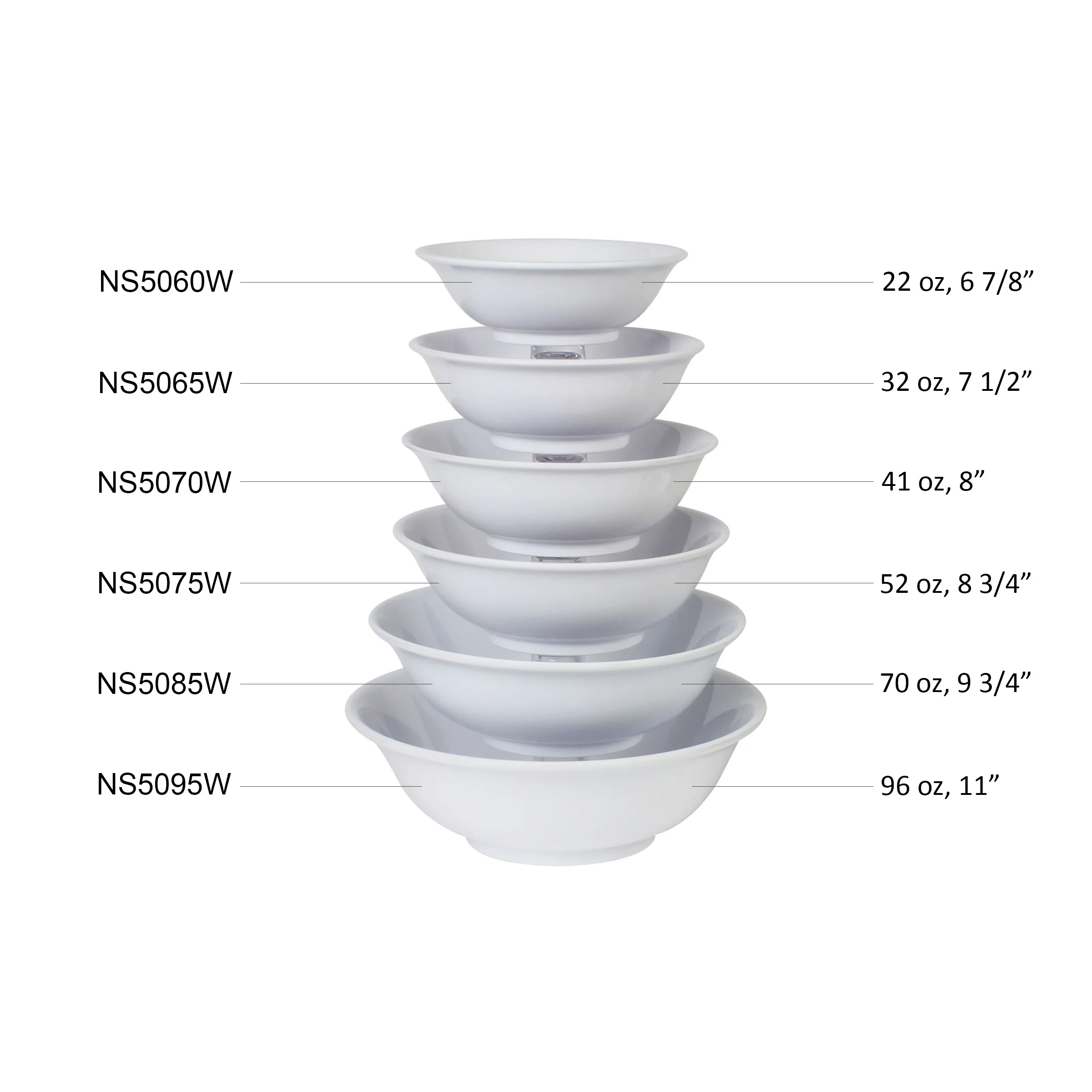 Excellante Nustone White Melamine Dinnerware Collection 8 Inch - 36 Oz Rimless Bowl, Comes in Dozen