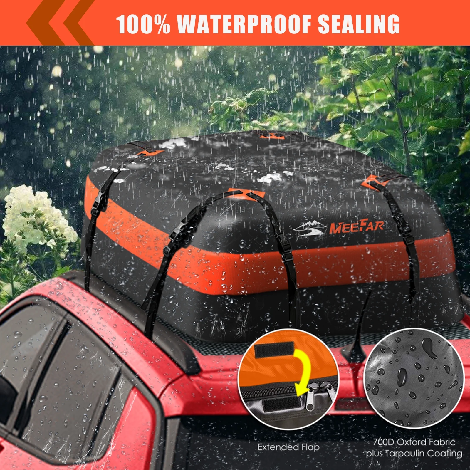 MeeFar Roof Top Rack Cargo Carrier Basket & 15 cu.ft. Waterproof Bag Fit Cross Bars
