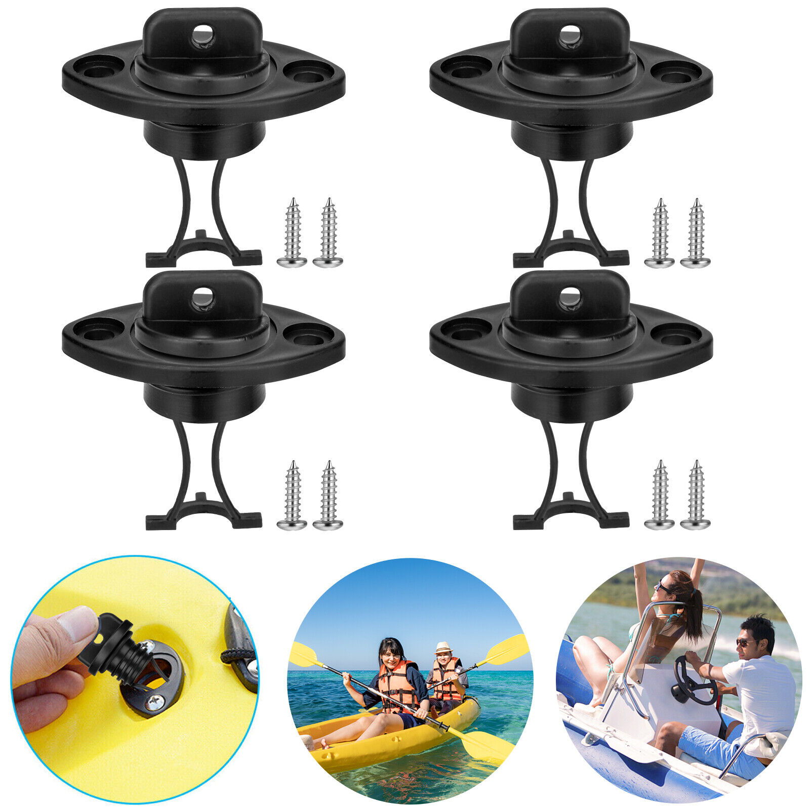 4x Universal Hull Drain Hole Plugs Scupper Bung Kit for Kayak Canoe Dinghy Boat