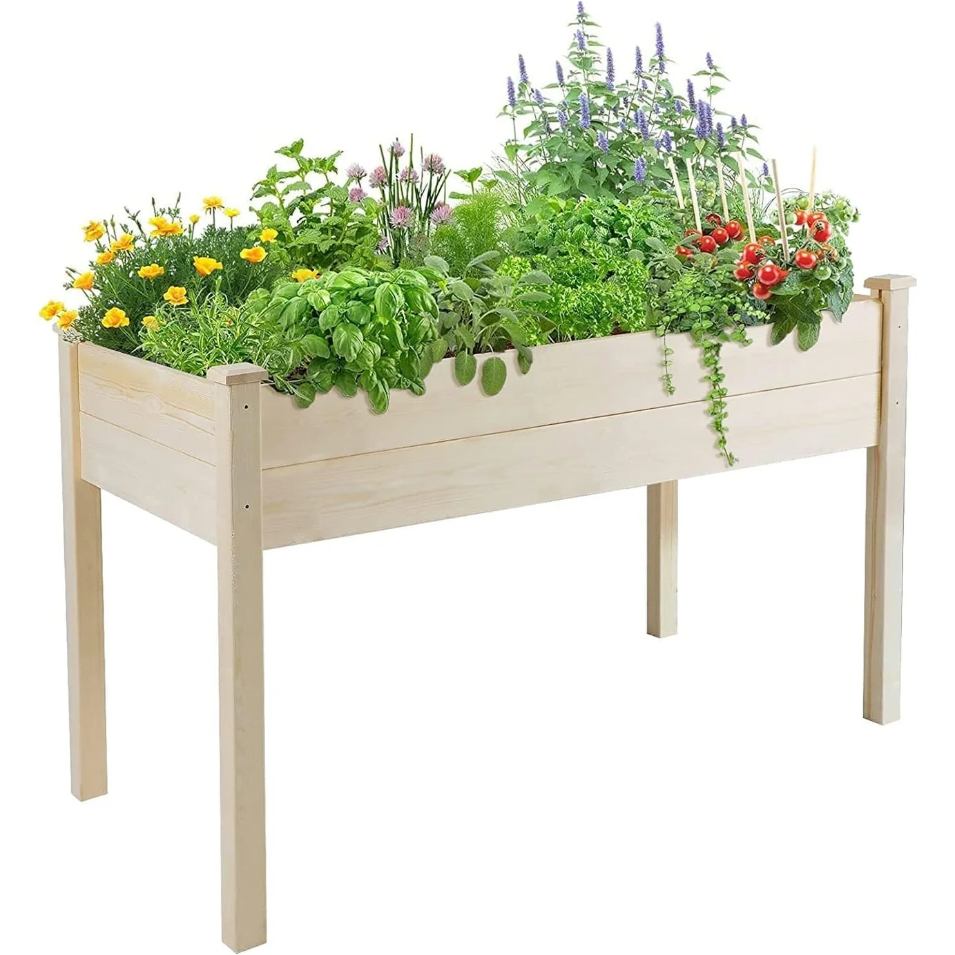 SUNCROWN Outdoor 4 FT Wooden Raised Garden Bed Elevated Planter Box