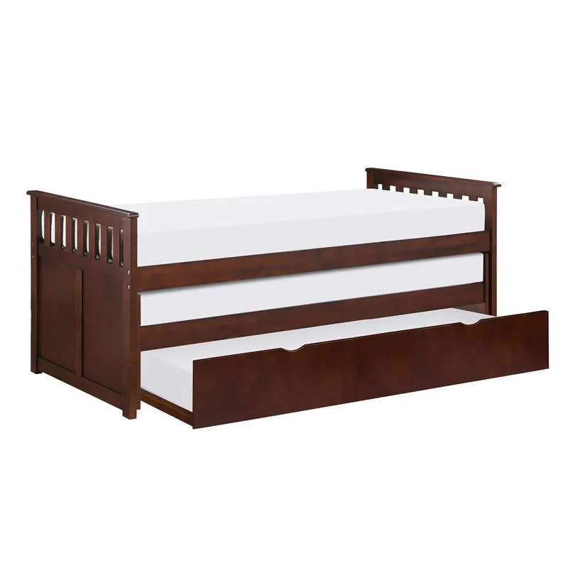 Lexicon Rowe Transitional Wood Twin/ Twin Bed with Twin Trundle in Dark Cherry