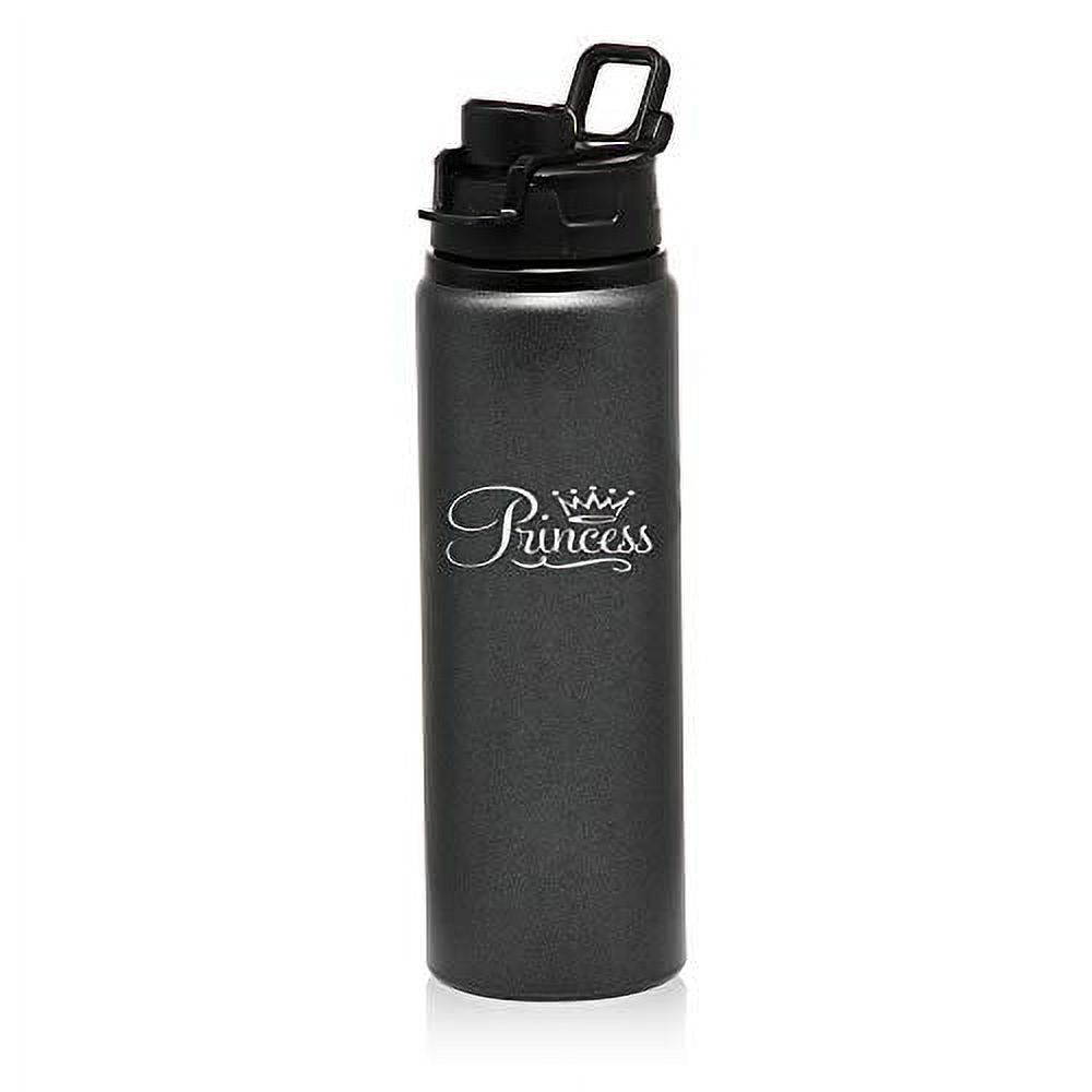 MIP Brand 25 oz Aluminum Sports Water Travel Bottle Princess Fancy (Charcoal)