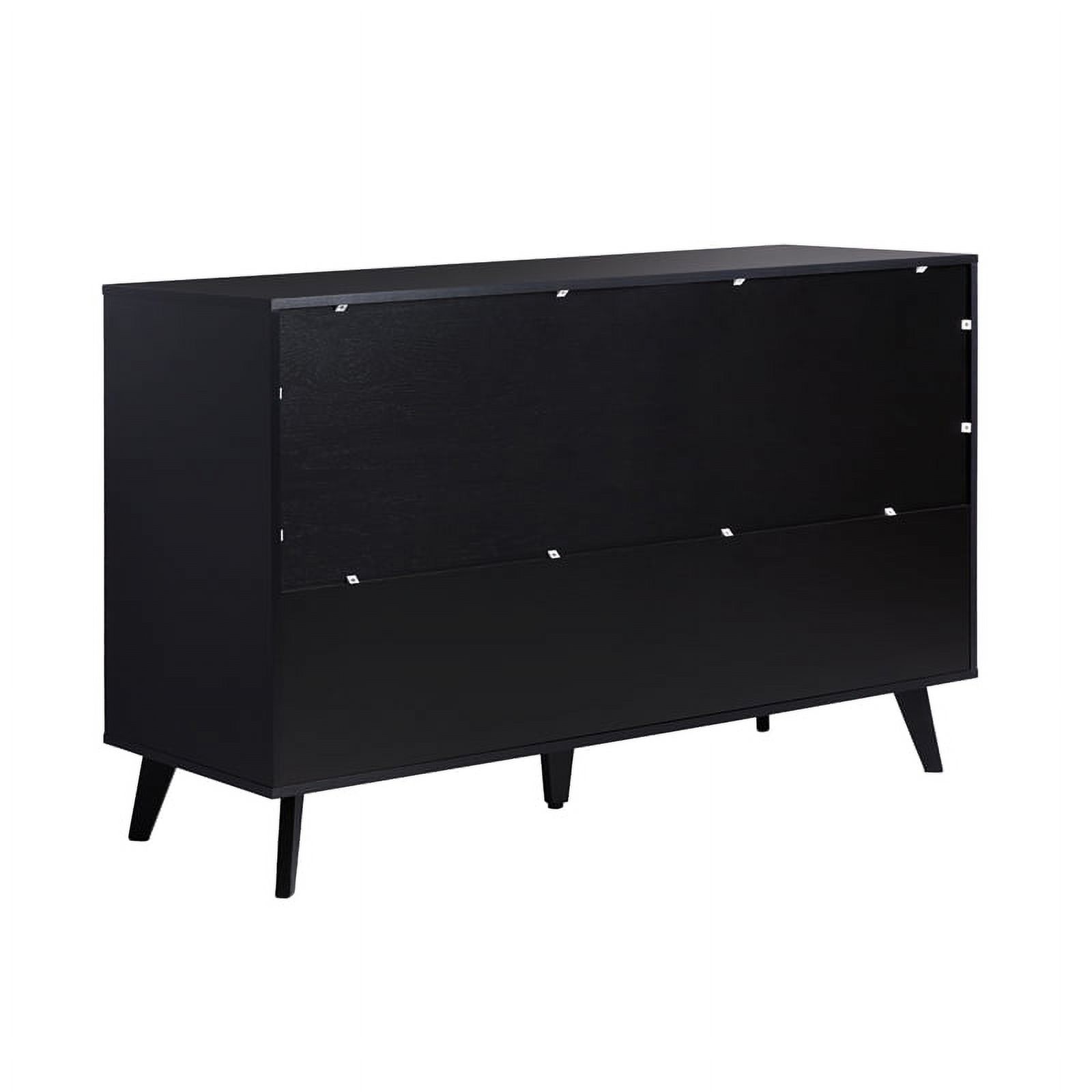 Pemberly Row Simple Wood 6 Drawer Dresser with Cut Out Handles - Black