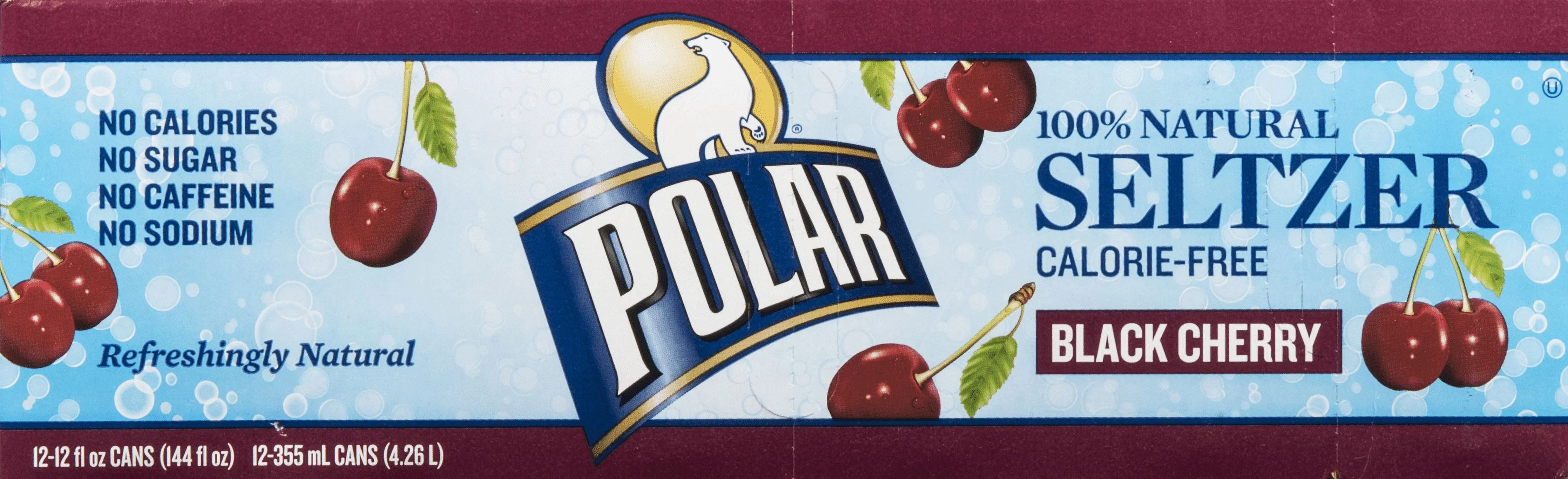 Polar Seltzer Water Black Cherry, 12 fl oz cans, 12 pack