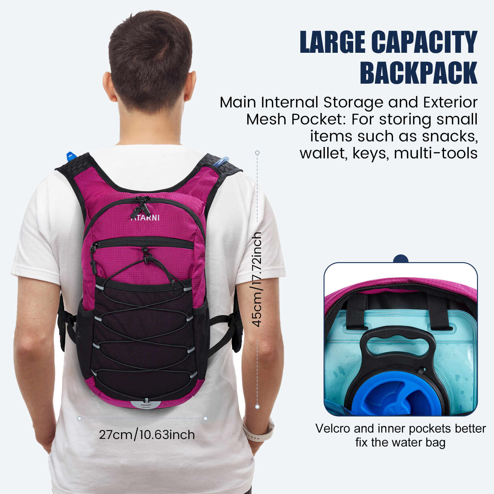 Vbiger Hydration Backpack - Lightweight Waterproof Cycling Backpack with 2L TPU Water Bladder, Red