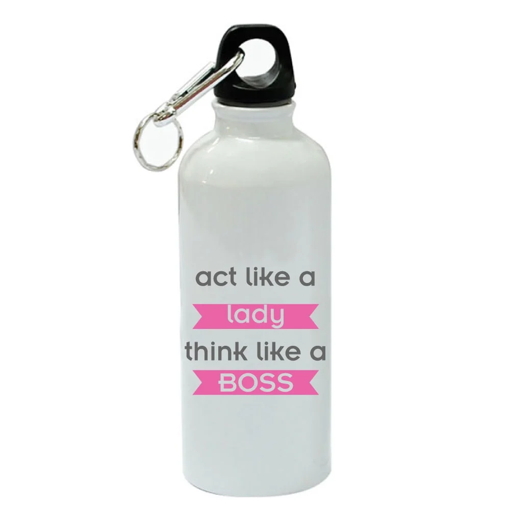 Act Like A Lady Think Like a Boss White Aluminum Sports 20 oz Water Bottle