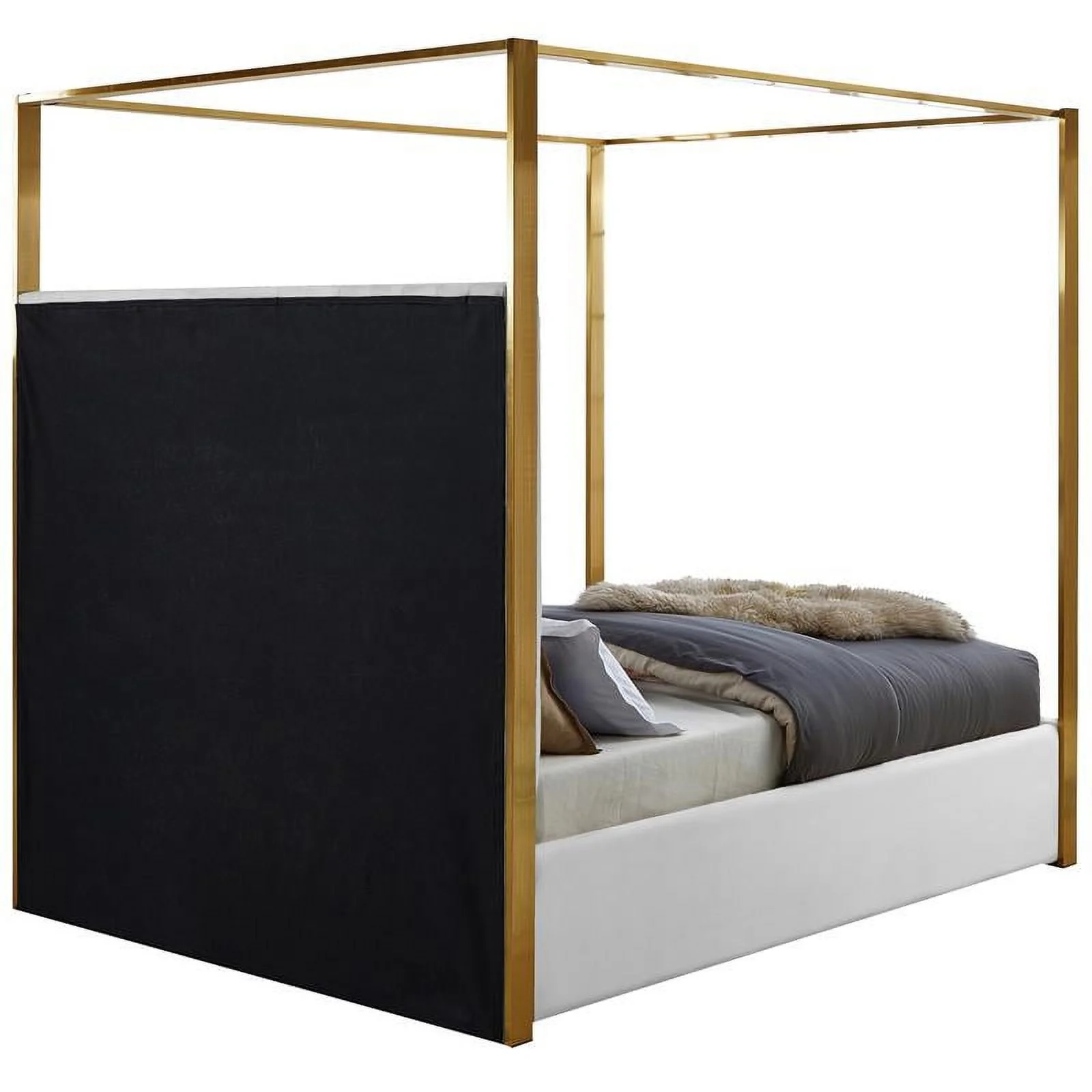 Meridian Furniture Jones White Vegan Leather Queen Bed