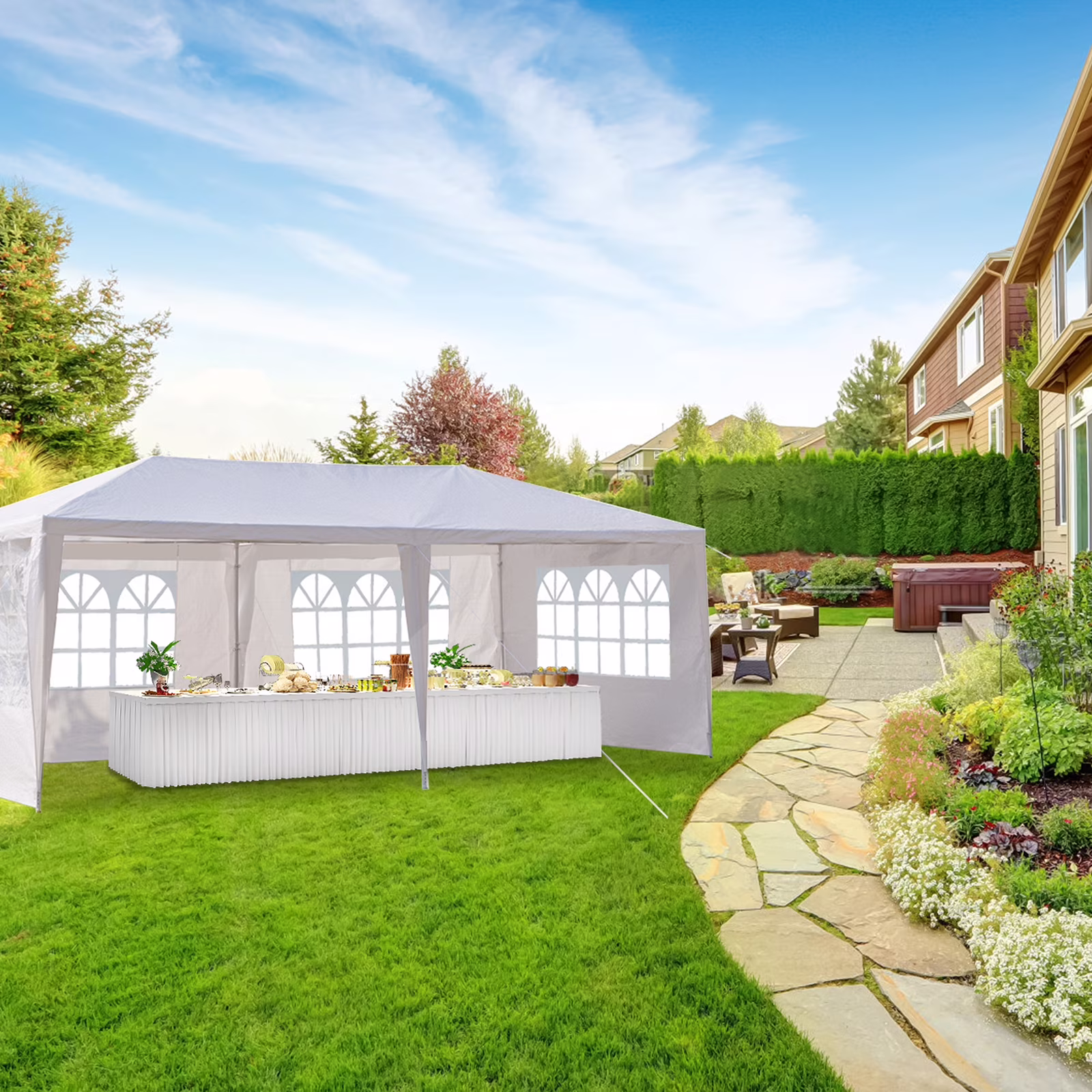 Ktaxon Wedding Party Tent Canopy Tent for Party Bbq 10x20ft 4 Sides White