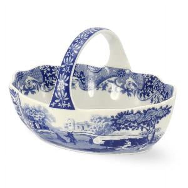 spode blue italian small handled basket 6
